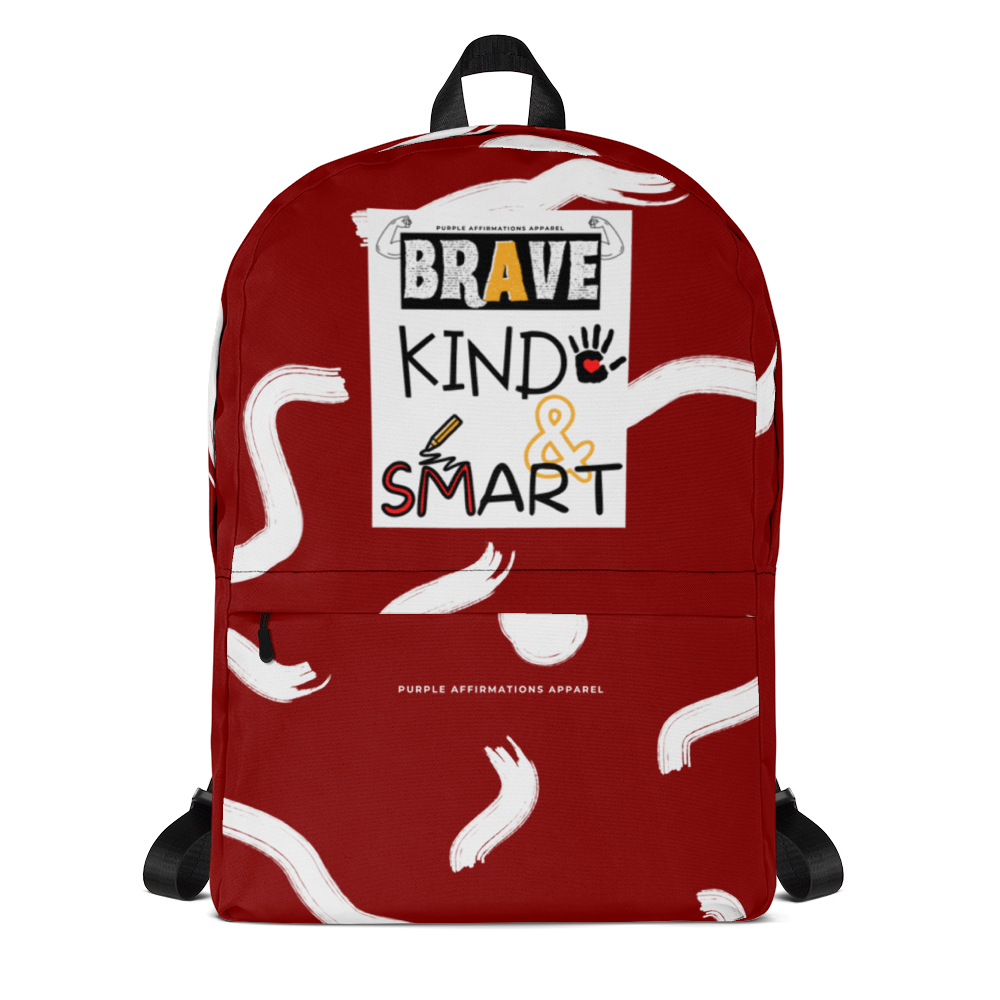 Brave, Kind & Smart (Color: Red) - Backpack