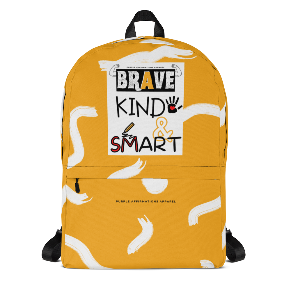 Brave, Kind & Smart (Color: Mustard) - Backpack