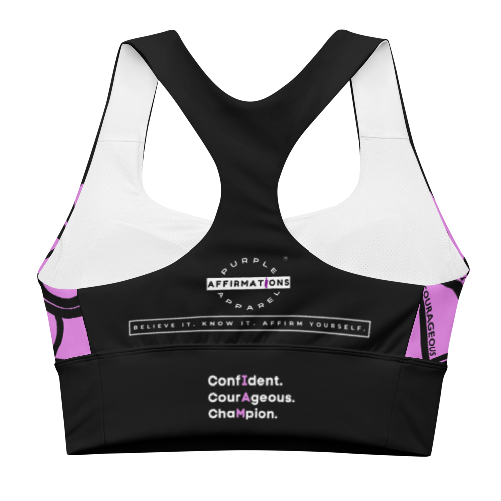 Confident, Courageous, Champion (Light Pink) - Longline Sports Bra