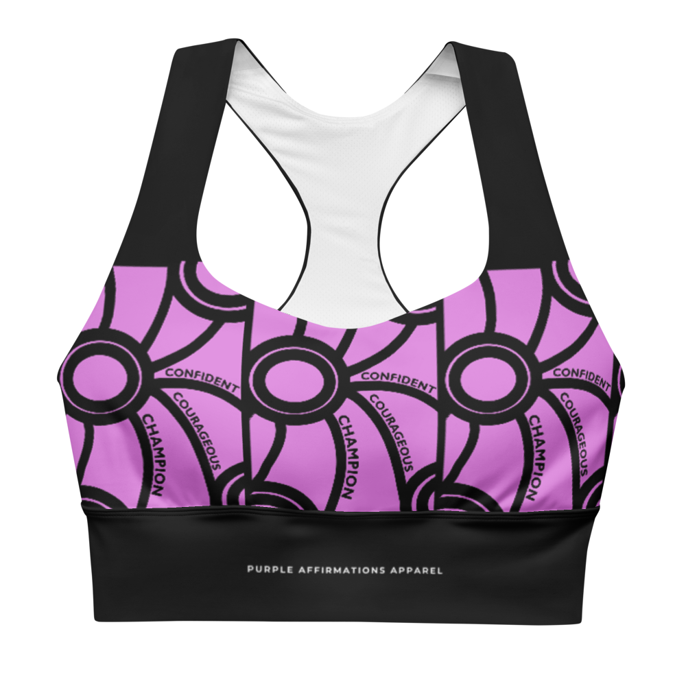 Confident, Courageous, Champion (Light Pink) - Longline Sports Bra