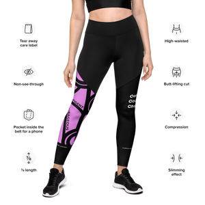 Confident, Courageous, Champion (Light Pink/Black Colorblock) - Sports Leggings