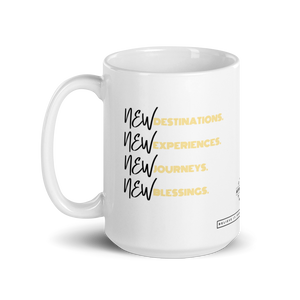 New Destinations, New Blessings - White Glossy Mug