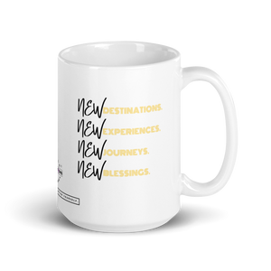 New Destinations, New Blessings - White Glossy Mug